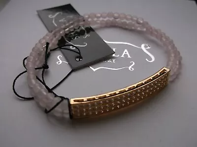 £4 • Buy Brand>new>genuine>shimla>double Pale Pink Stone Beaded Bracelet & Gold Bar